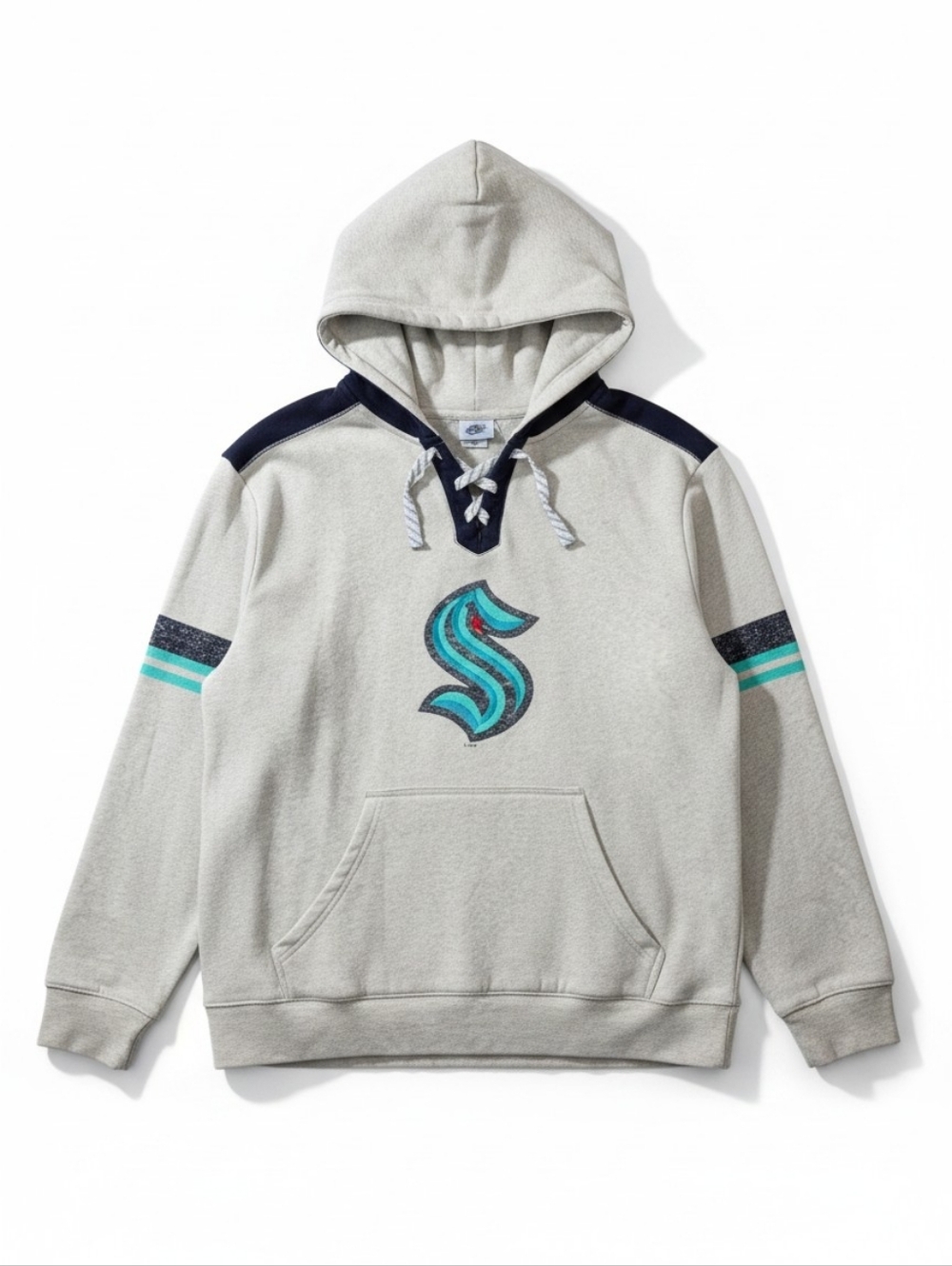 SEATTLE KRAKEN NHL Hoodie | Cream Lace-Up Fleece Pullover